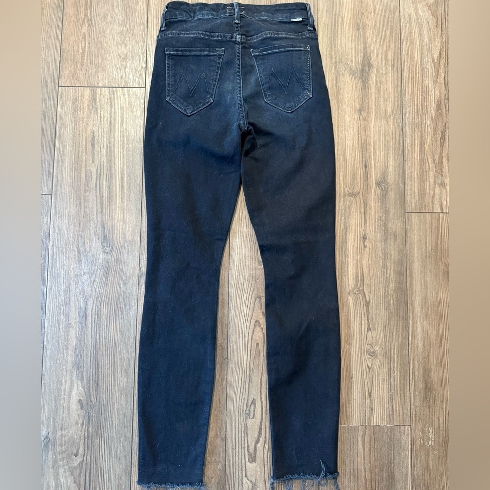 Mother High Waisted Looker Ankle Fray Jeans Dark Wash Size 24